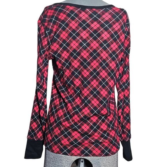 Victorias Secret Plaid Cotton Blend Loung Top Size Small - Picture 2 of 4